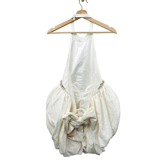 Nana Jaqueline white velvet bubble halter romper bridal - Picture 7 of 9